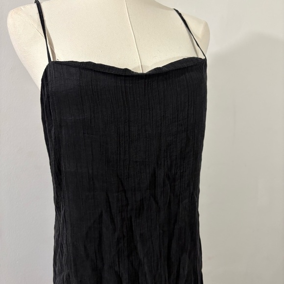 Zara Black Tank Mini Dress Square Neck Sz S Side Slit Classic City Whimsigoth - Picture 3 of 10